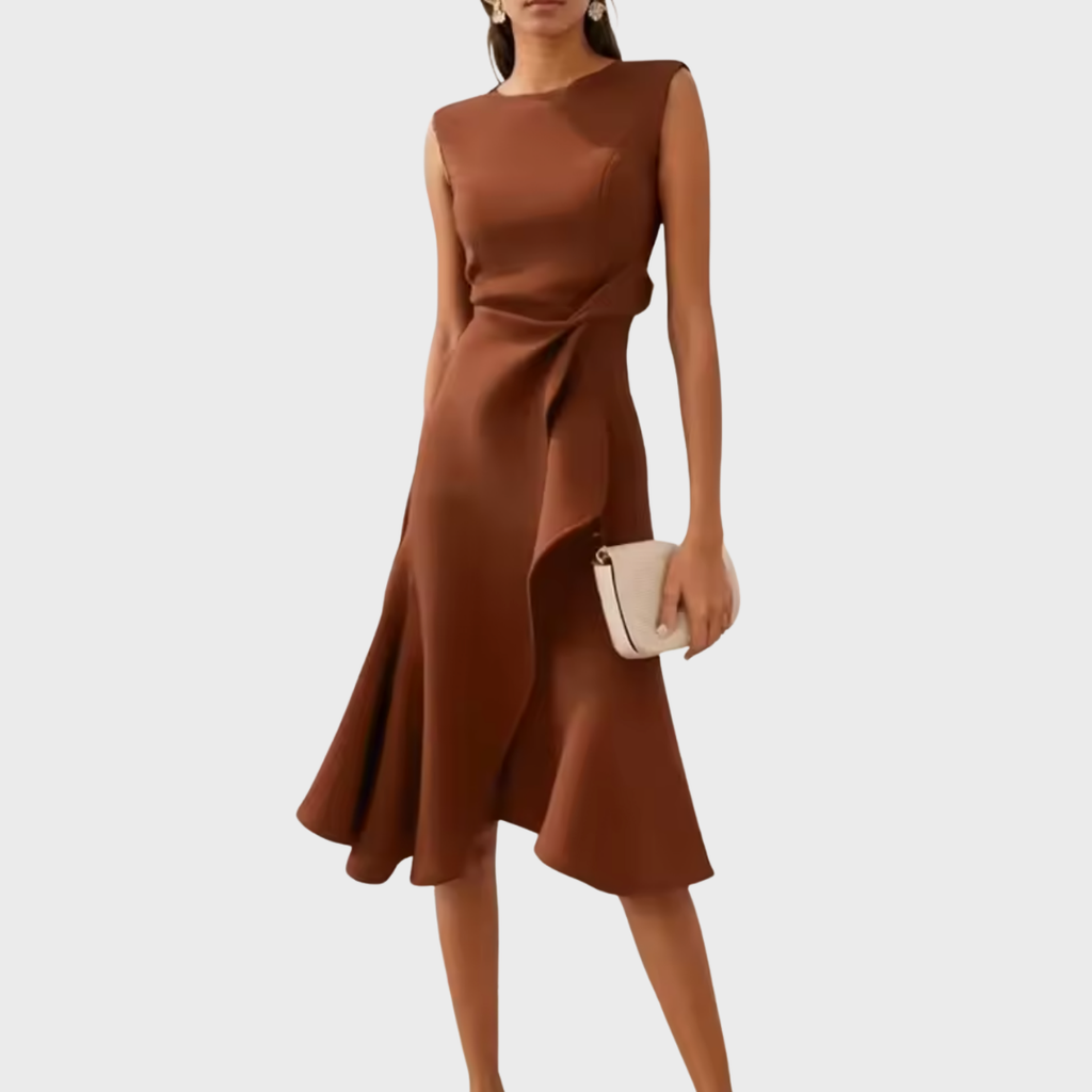Rosalind | Draped Asymmetric Midi Dress