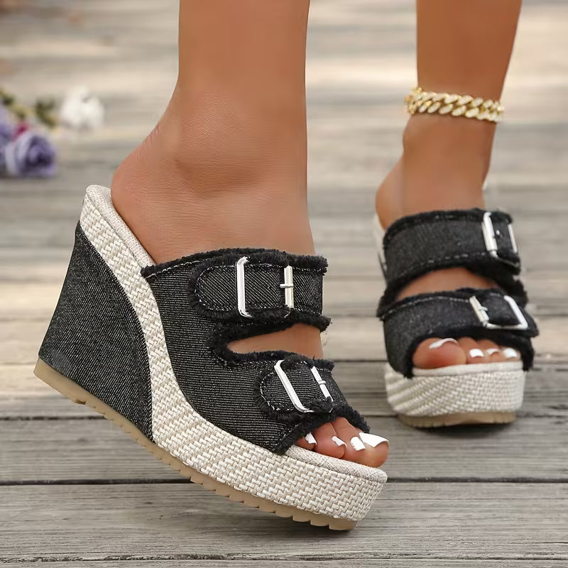 Atelier | Frayed Edge Wedge Sandals