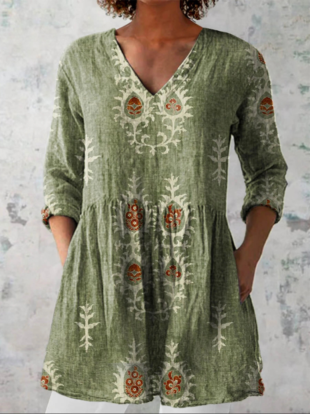 Joan | Long V-Neck Blouse