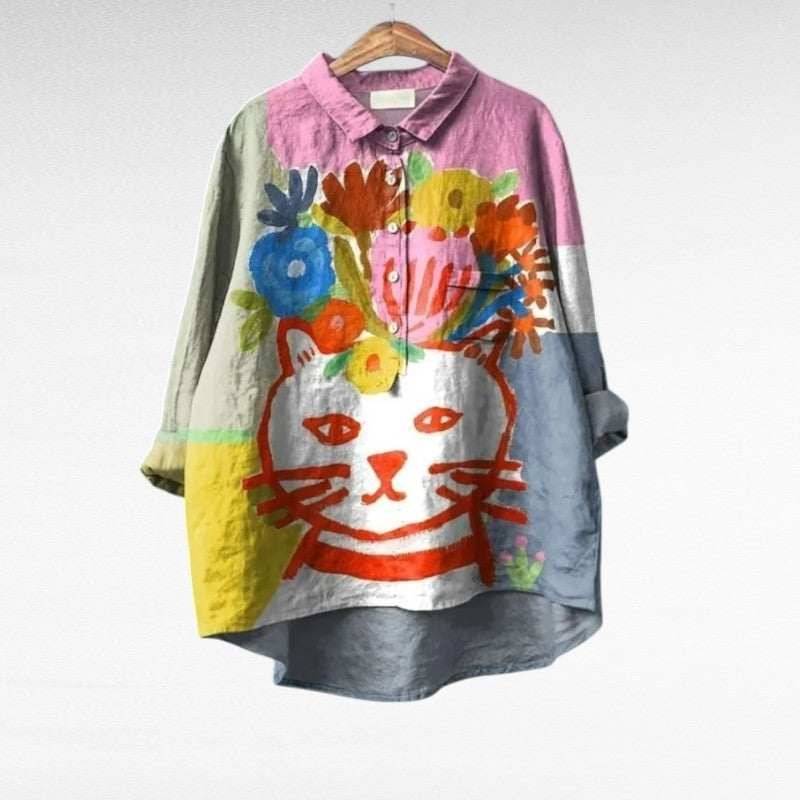 MOREAU LYON | ARTISTIC CAT BLOUSE FOR WOMEN
