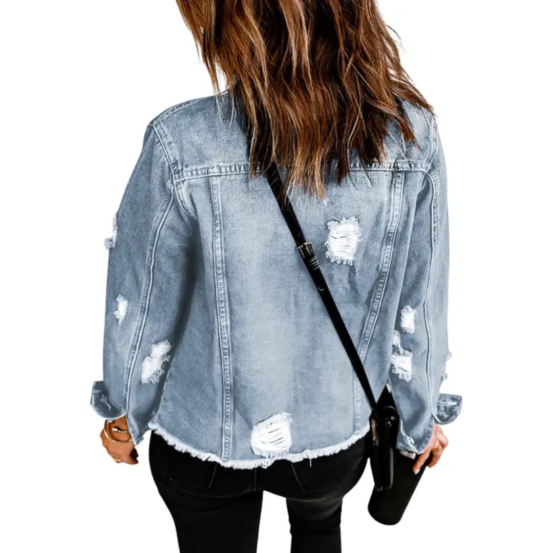 Brenda | Classic Distressed Denim Jacket
