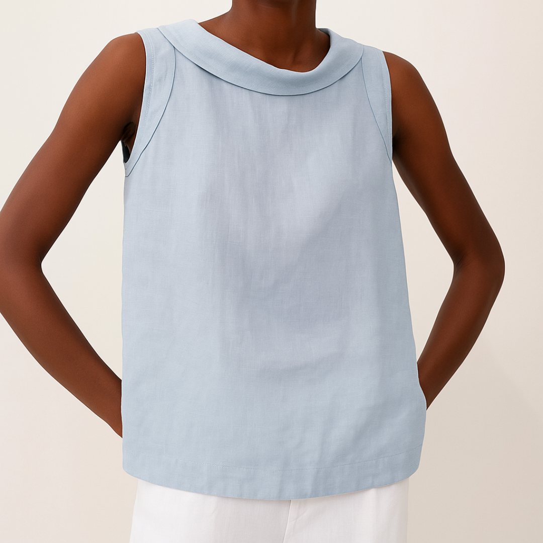 Josephine | Sleeveless Roll Collar Top