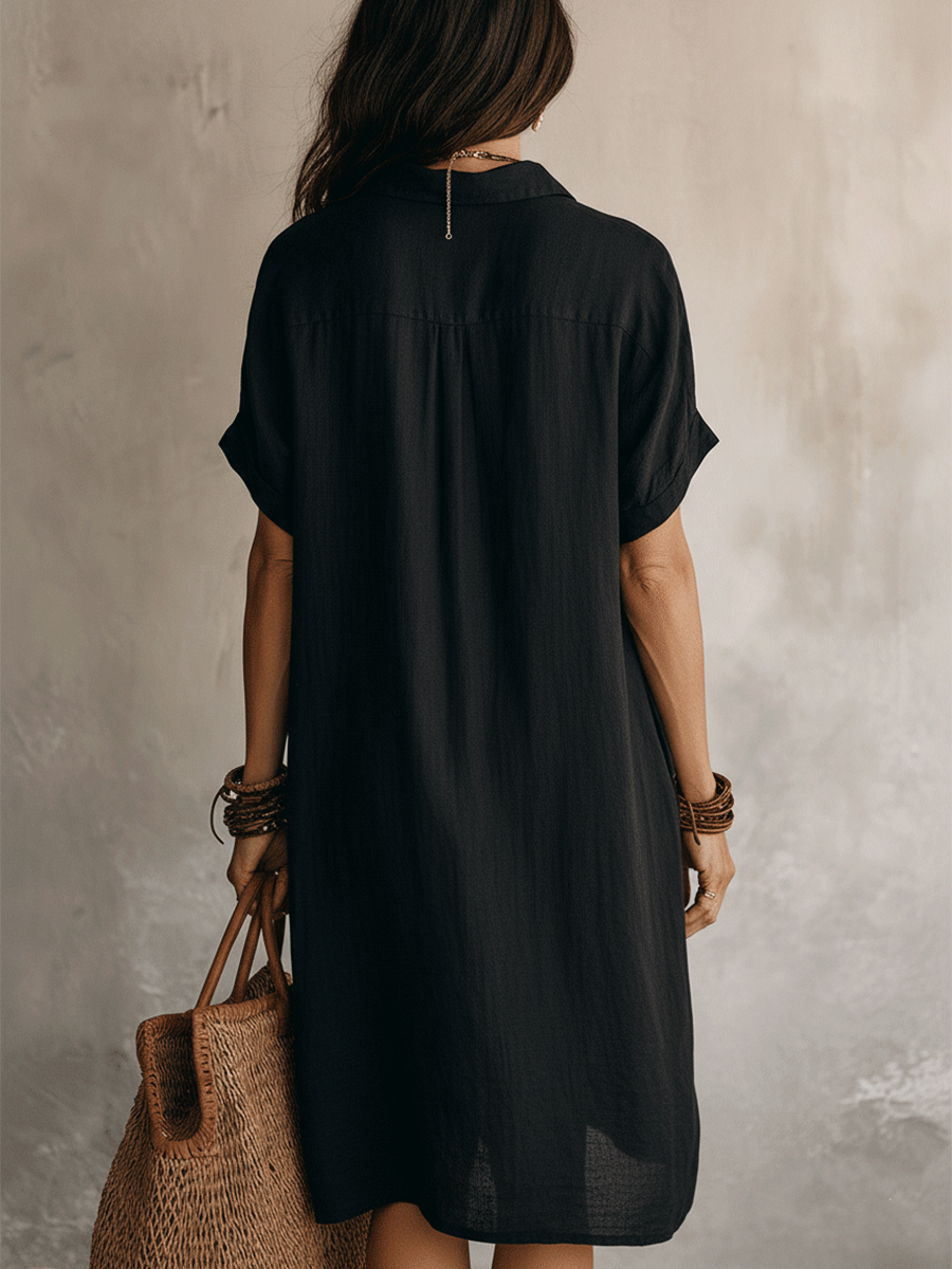 Céleste | Midi Shirt Dress in Linen & Cotton with Buttons