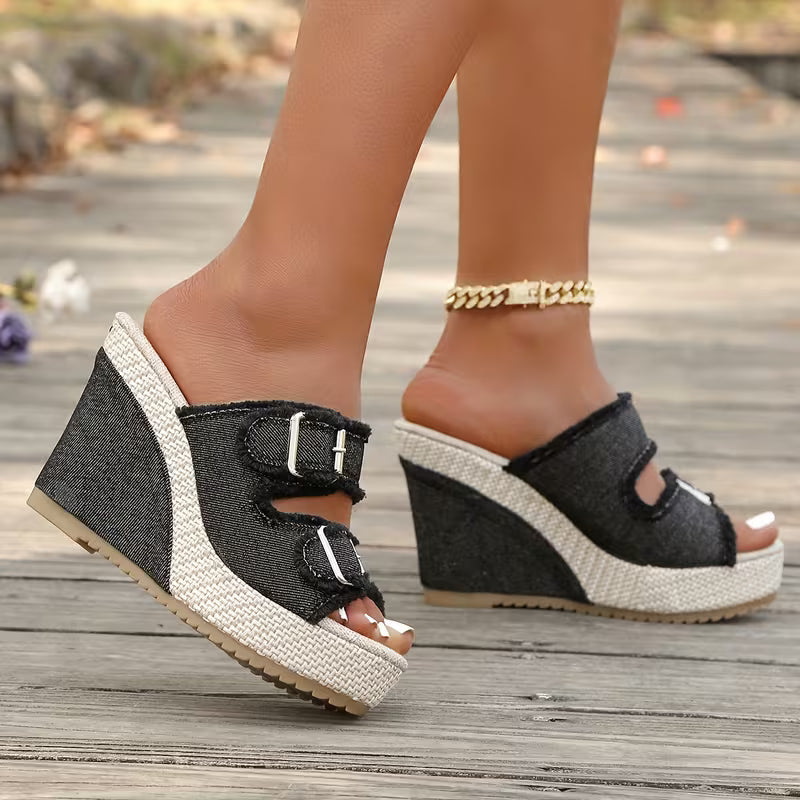 Atelier | Frayed Edge Wedge Sandals