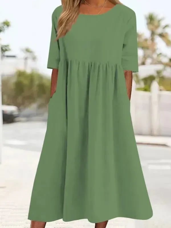 Elegant Ladies' Dress with Round Neck