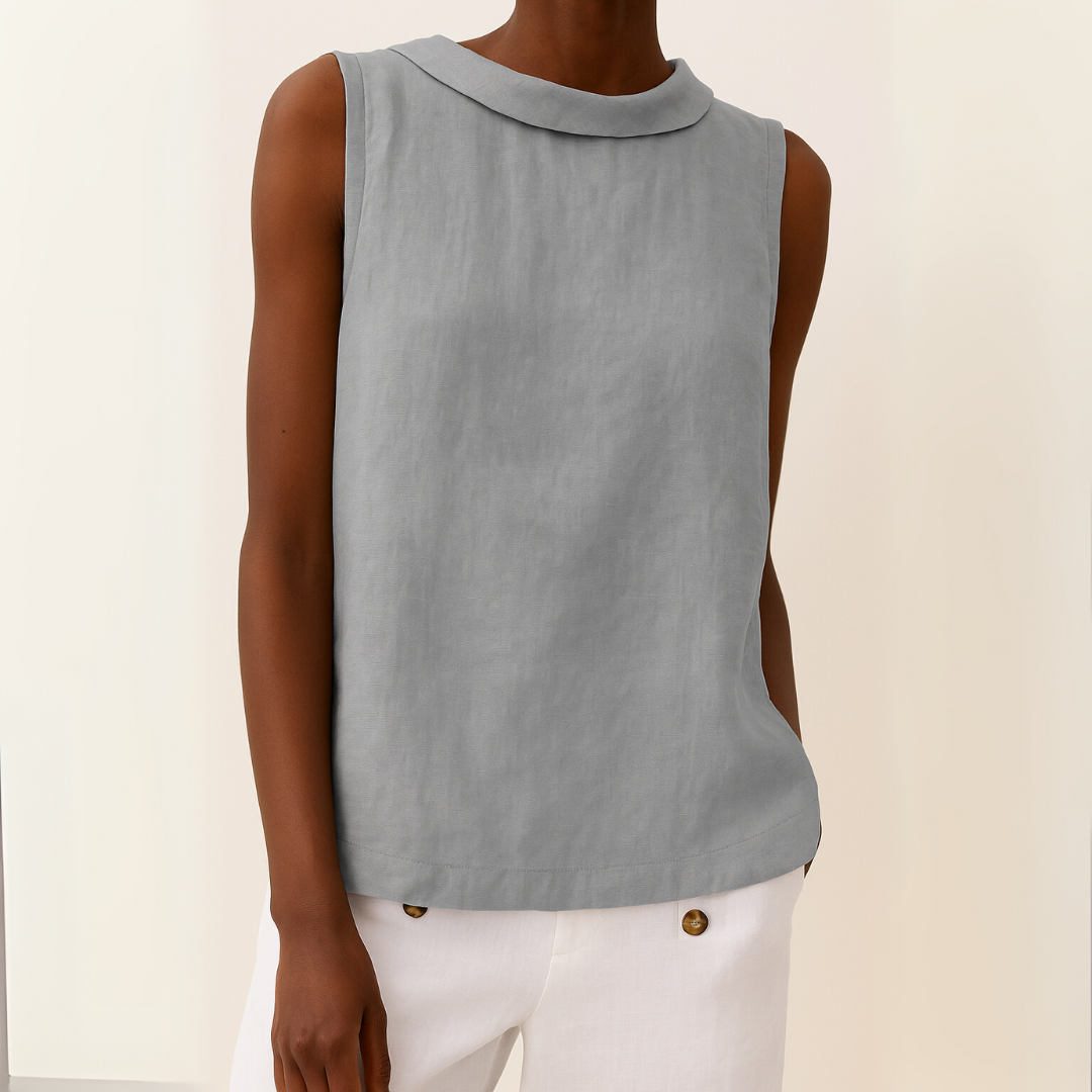 Josephine | Sleeveless Roll Collar Top