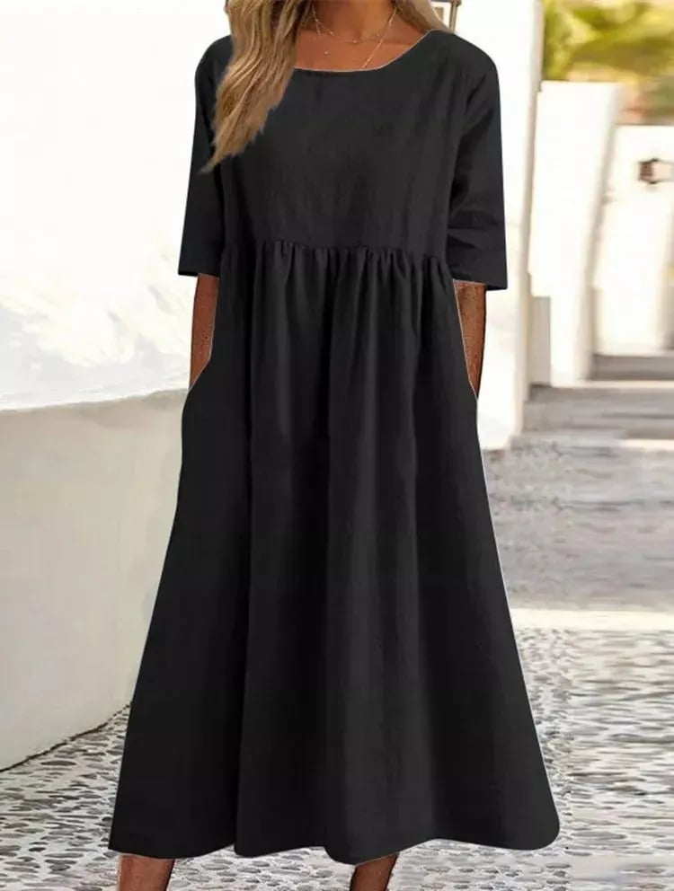 Elegant Ladies' Dress with Round Neck