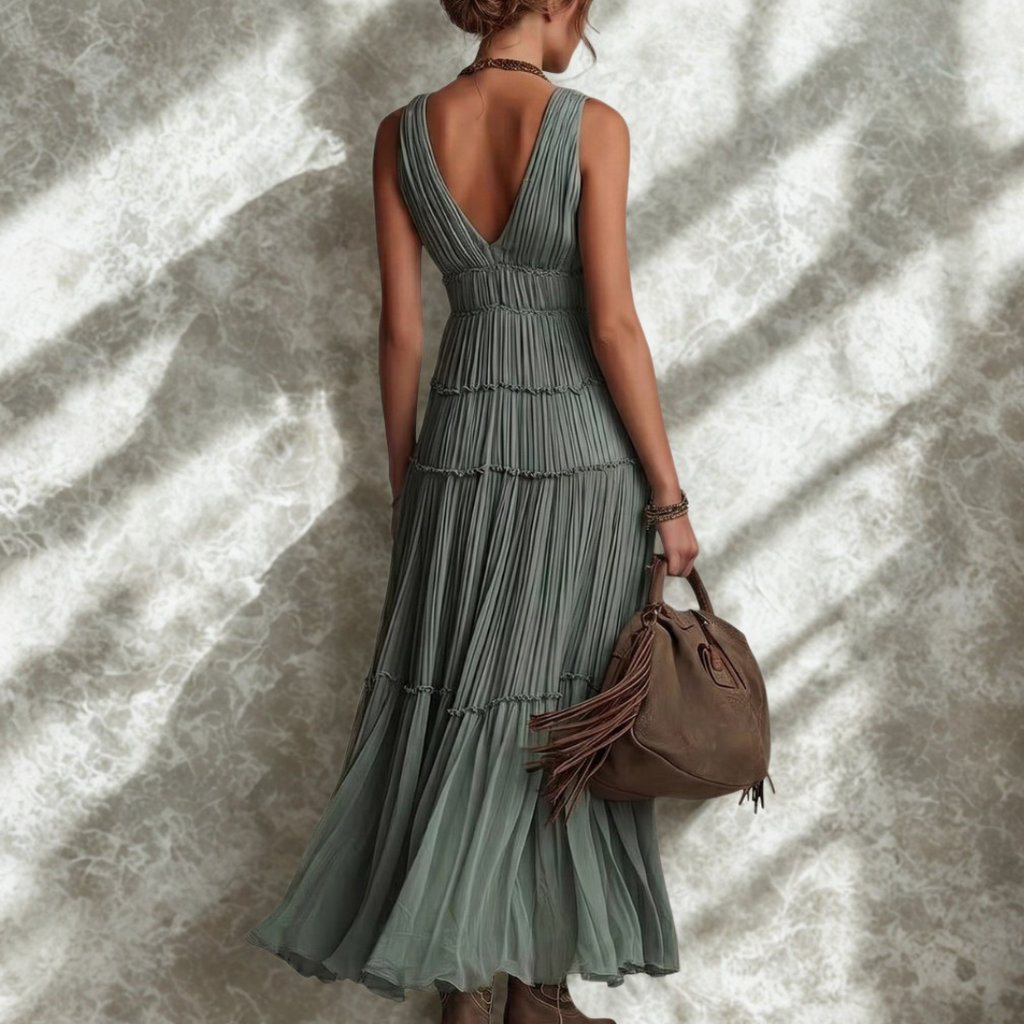 Seraphina | Bohemian Pleated Maxi Dress