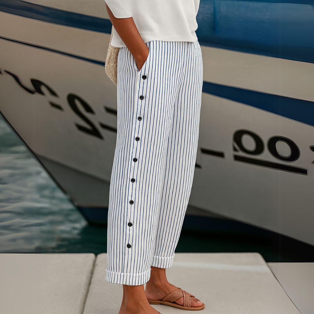 Margaret | Stylish Striped Button Trouser