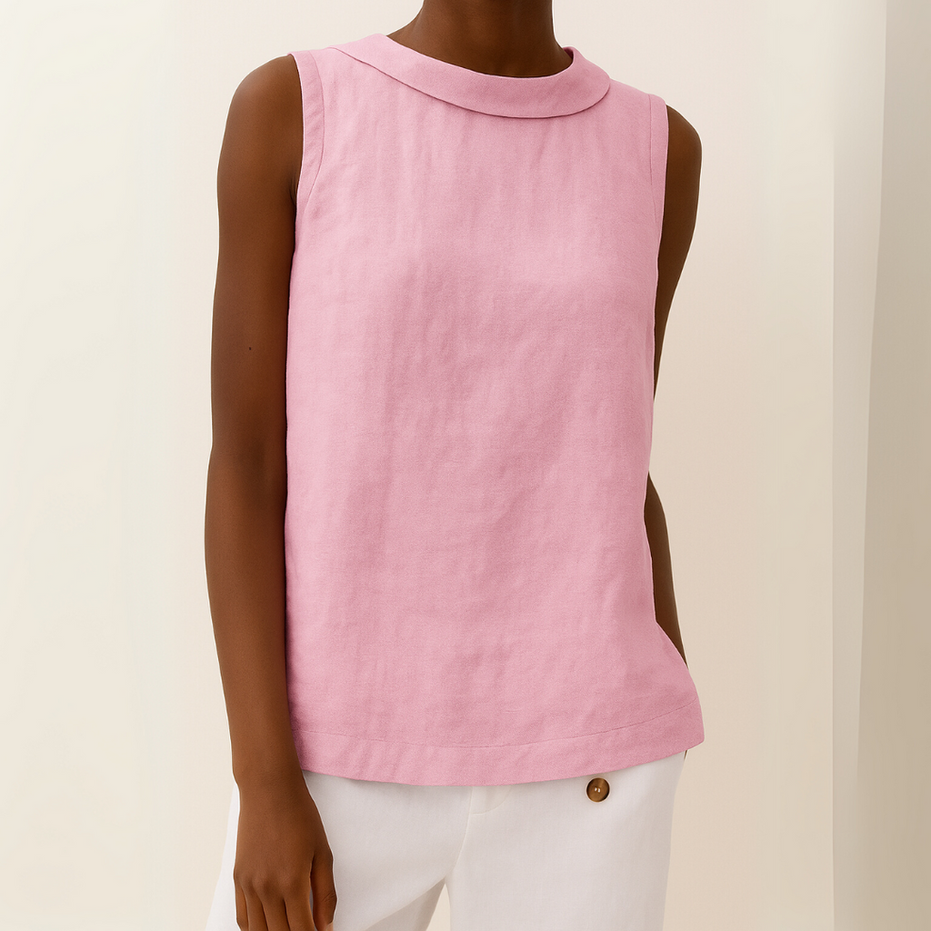 Josephine | Sleeveless Roll Collar Top