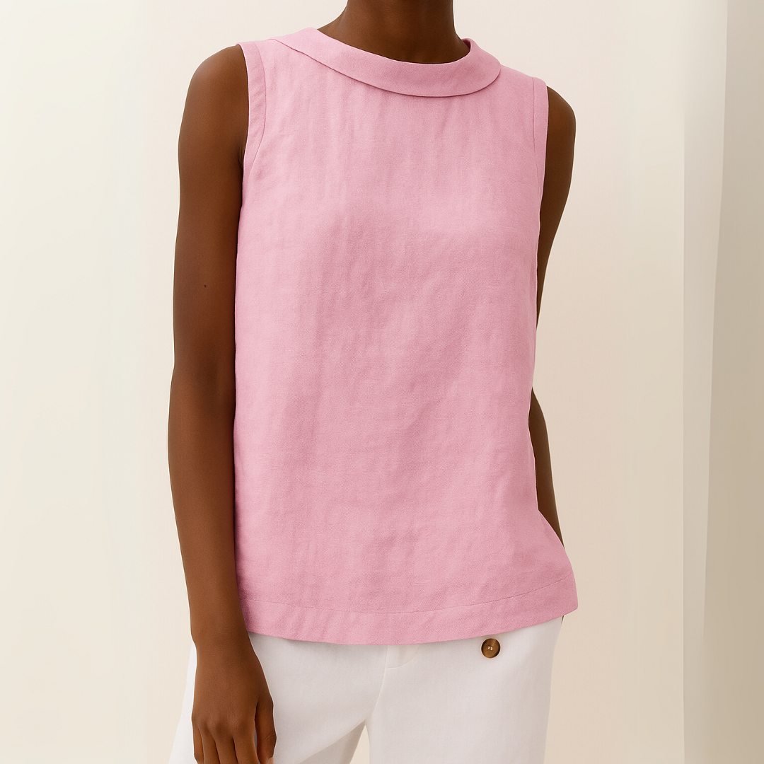 Josephine | Sleeveless Roll Collar Top