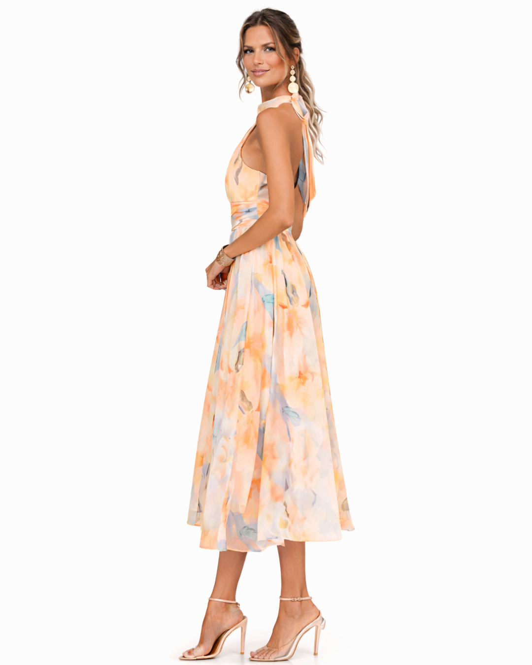 Aurora™ | American Collar Dress with Watercolour Print