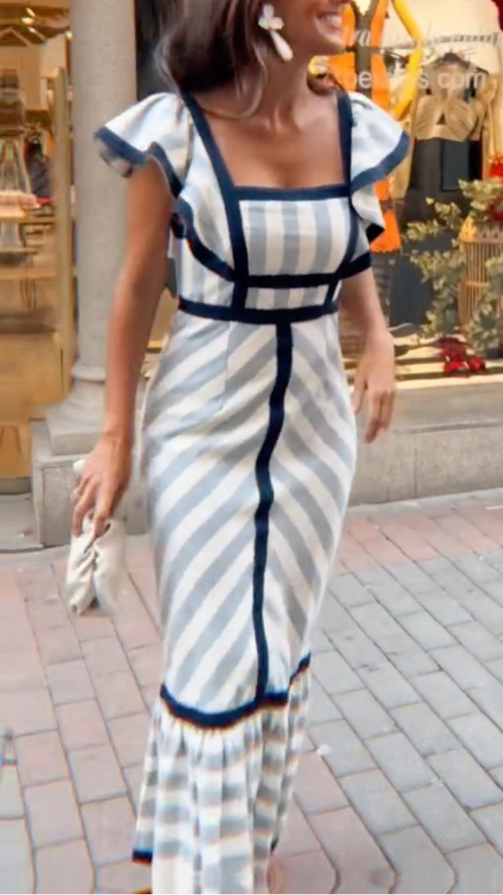 Elaine | Retro Striped Maxi Dress