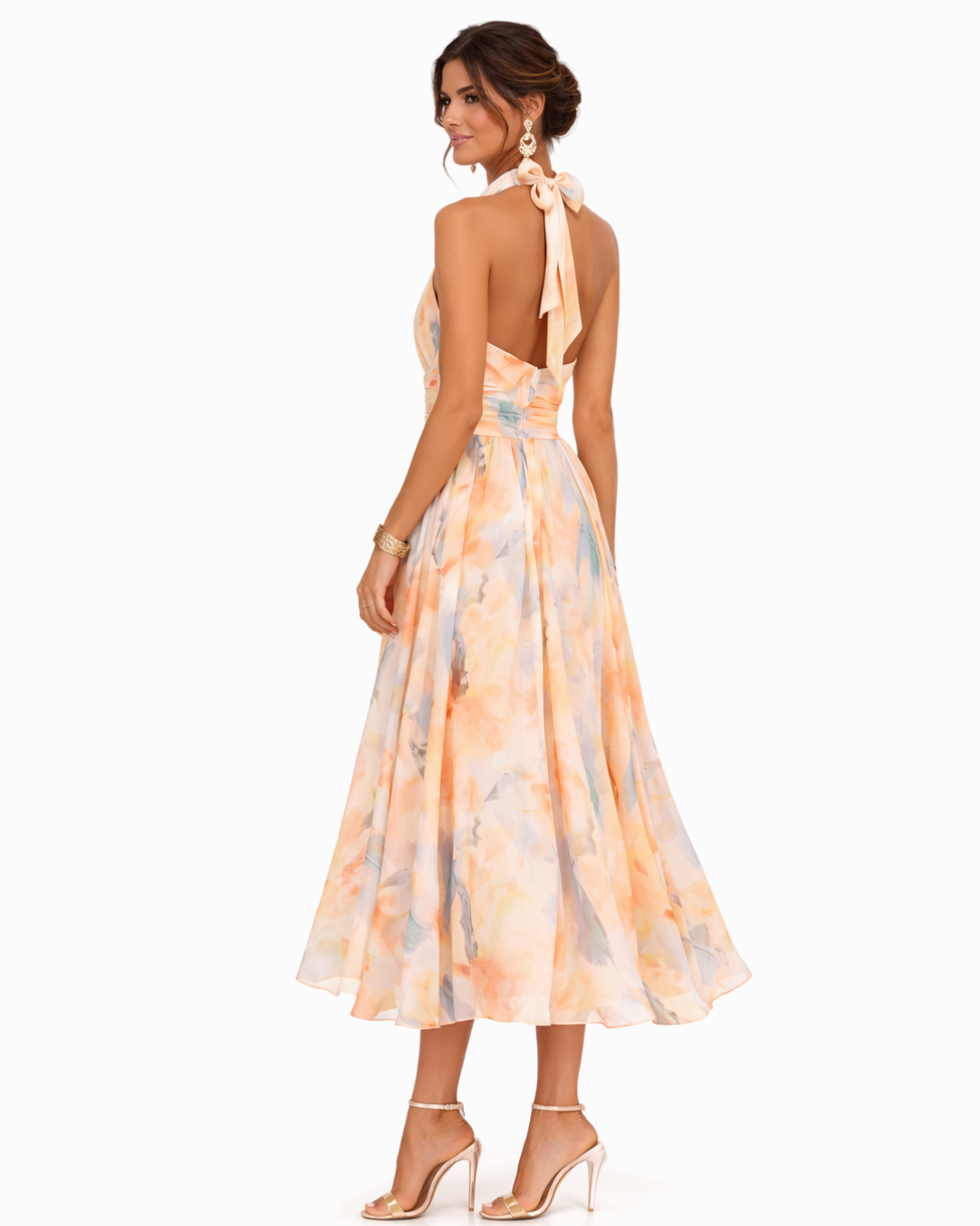 Aurora™ | American Collar Dress with Watercolour Print