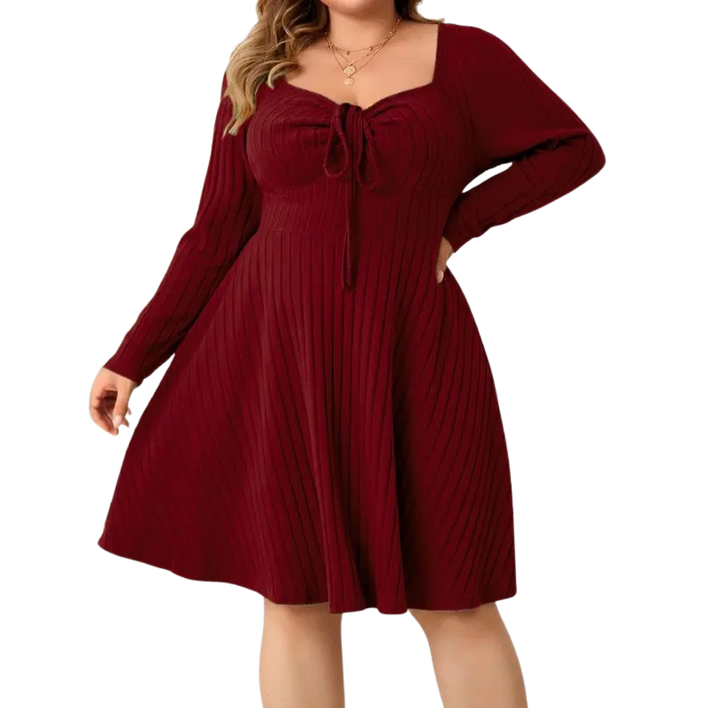VICTORIA™ – Cozy A-Line Ribbed Dress