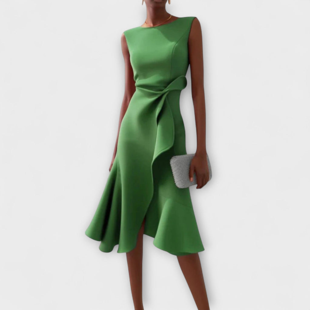 Rosalind | Draped Asymmetric Midi Dress