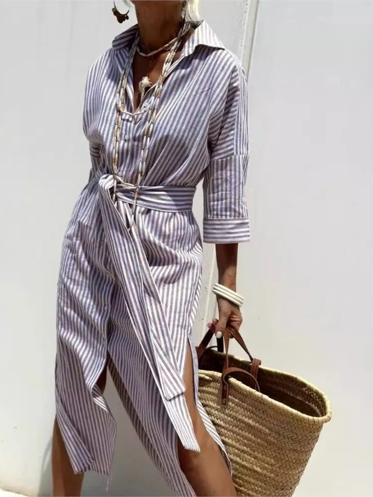Classic Striped Shirt Dress