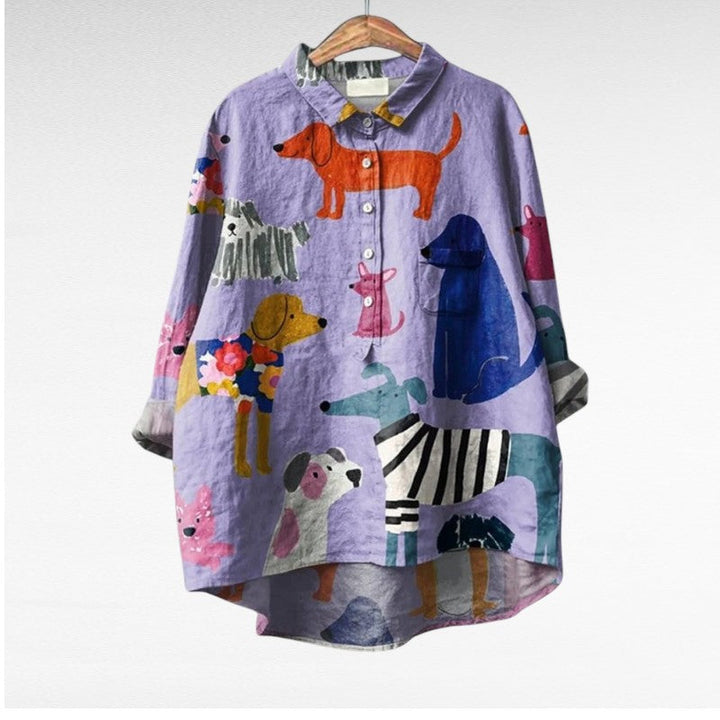 MOREAU LYON | DOG PATTERN BLOUSE FOR WOMEN