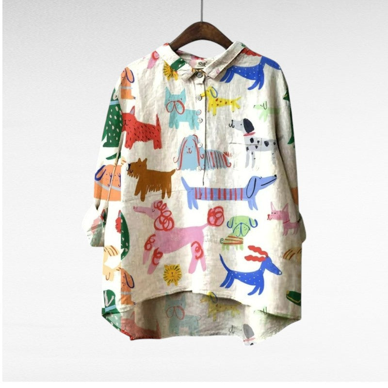 MOREAU LYON | ARTISTIC DOG BLOUSE FOR WOMEN