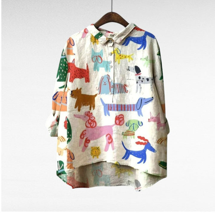 MOREAU LYON | ARTISTIC DOG BLOUSE FOR WOMEN