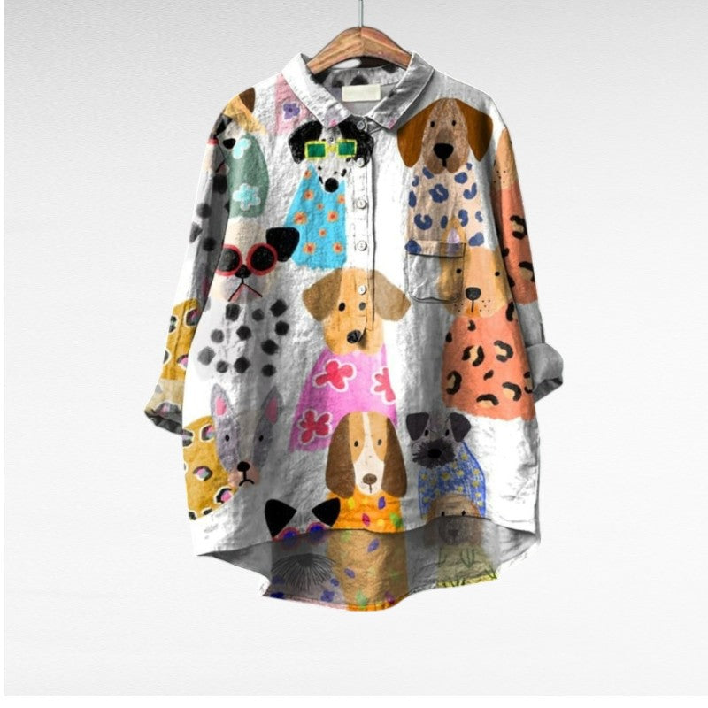 MOREAU LYON | DOG PATTERN BLOUSE FOR WOMEN