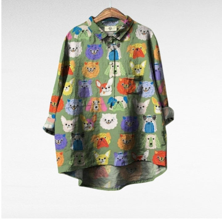 MOREAU LYON | ARTISTIC DOG BLOUSE FOR WOMEN