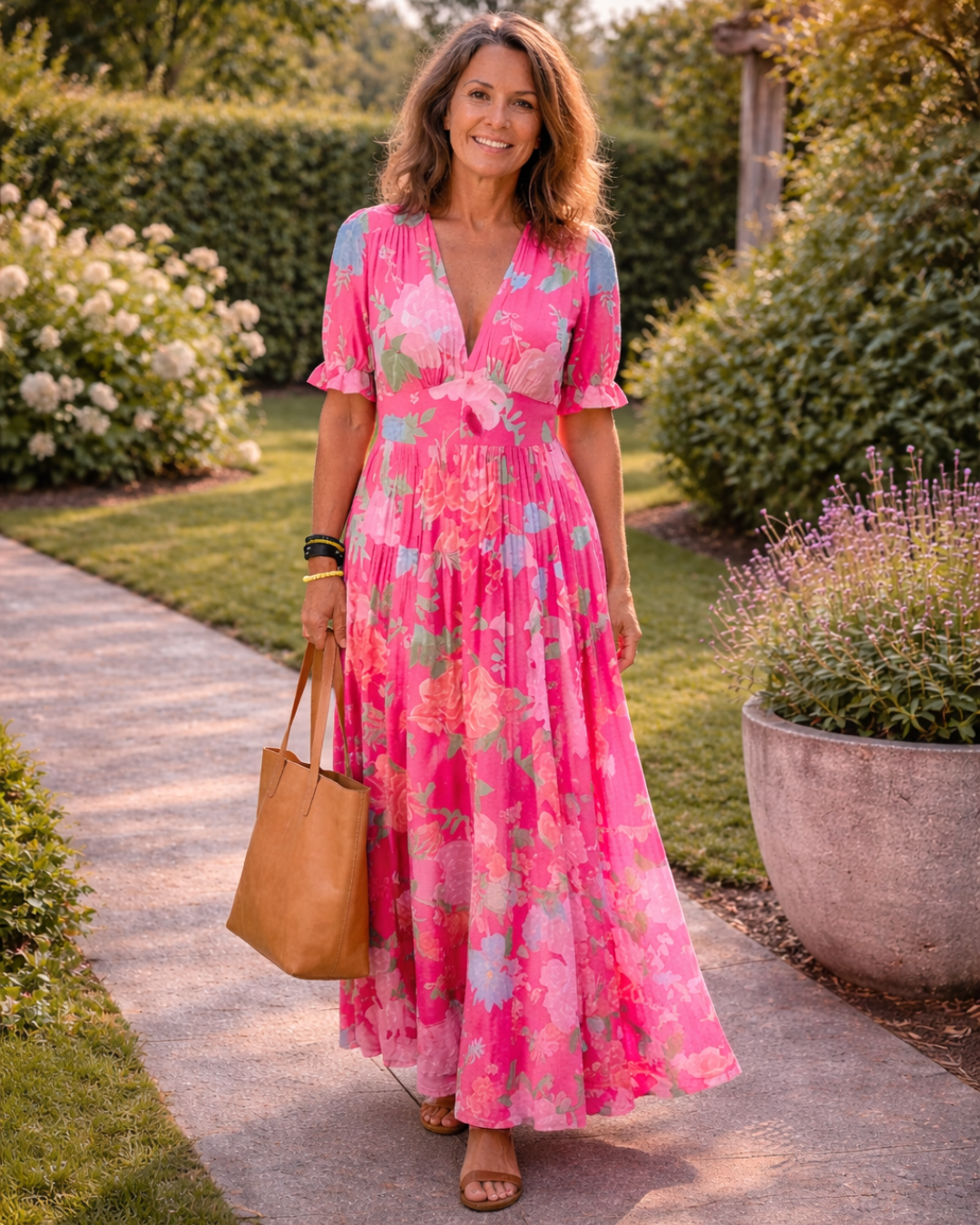 Selina | Sleeveless V-Neck Floral Midi Dress