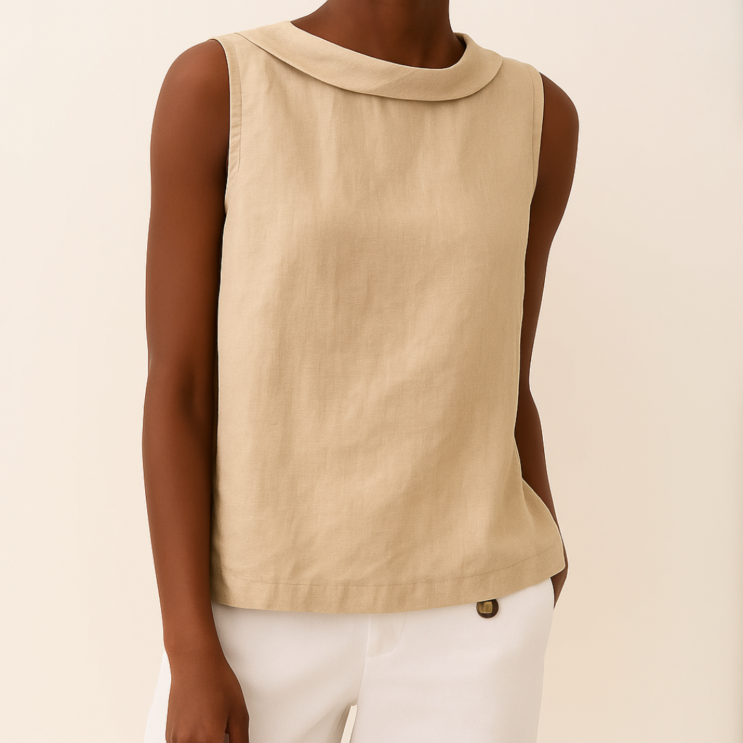 Josephine | Sleeveless Roll Collar Top
