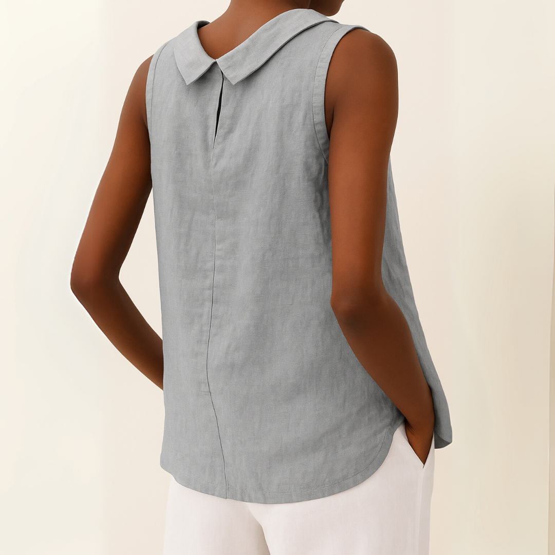 Josephine | Sleeveless Roll Collar Top