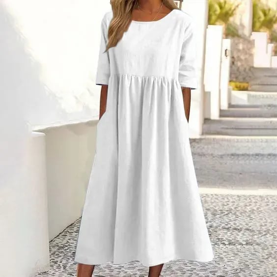 Elegant Ladies' Dress with Round Neck