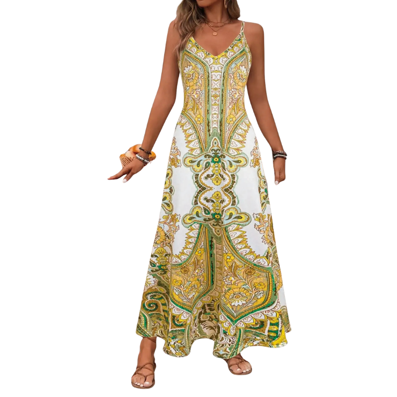 HELGA™ – Flowy Floral Vacation Maxi Dress