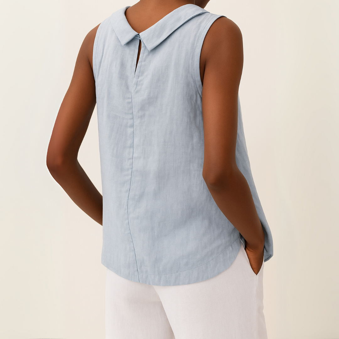 Josephine | Sleeveless Roll Collar Top