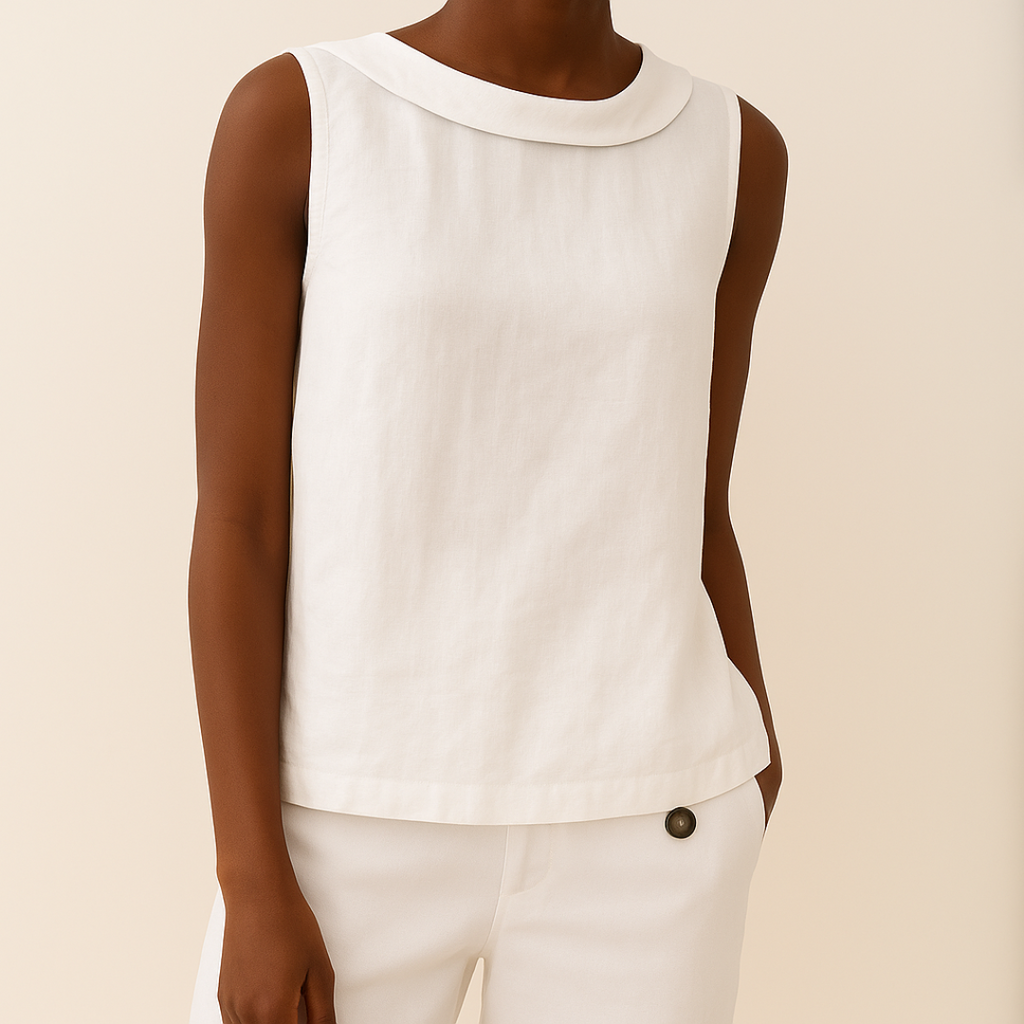 Josephine | Sleeveless Roll Collar Top