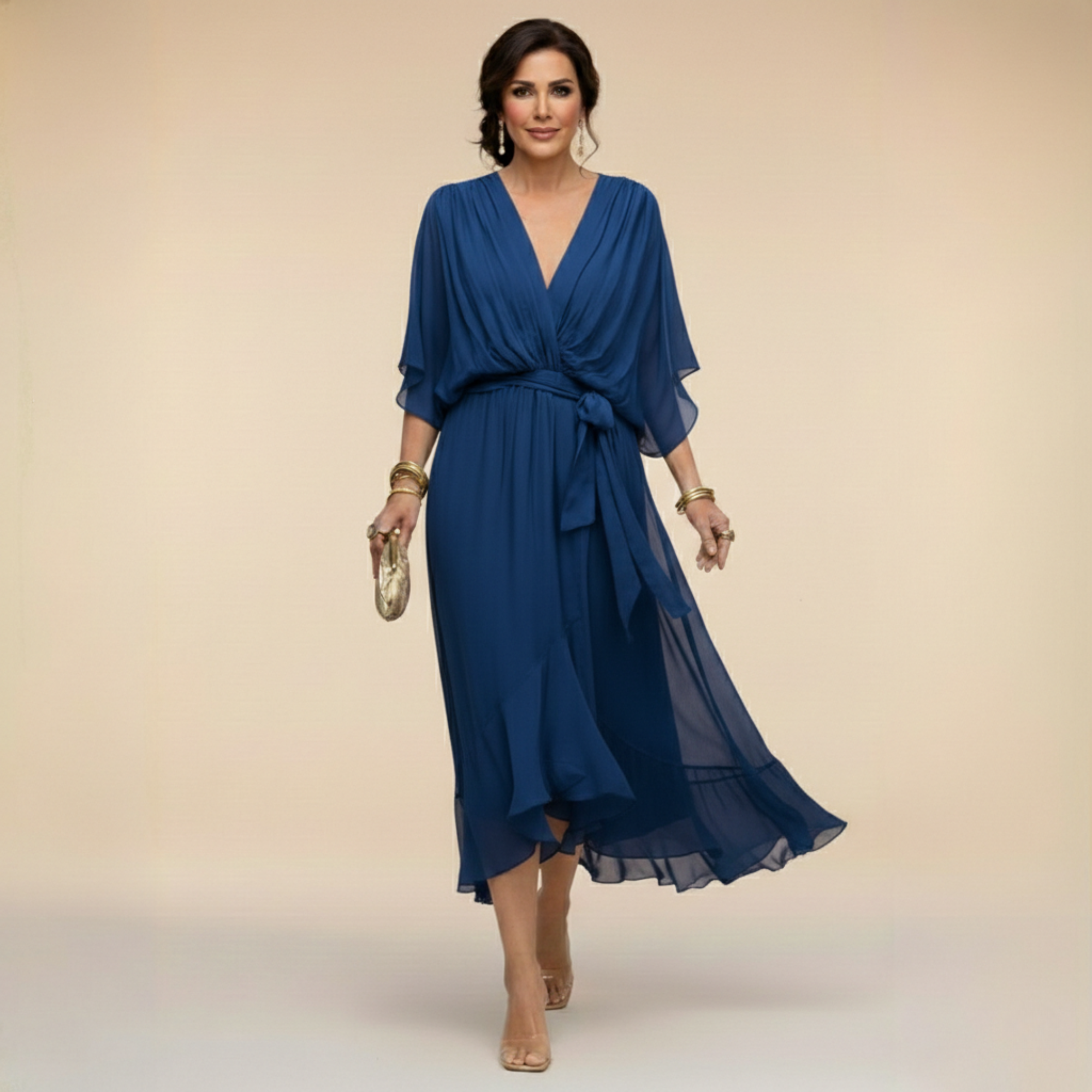 Monica - Chiffon Dress with V-Neck