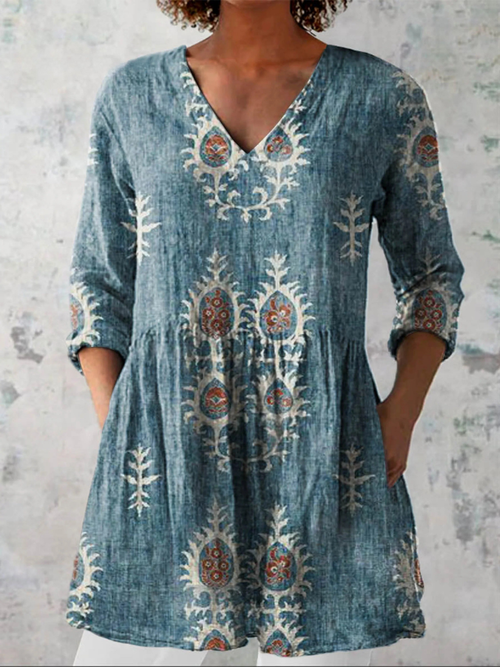 Joan | Long V-Neck Blouse
