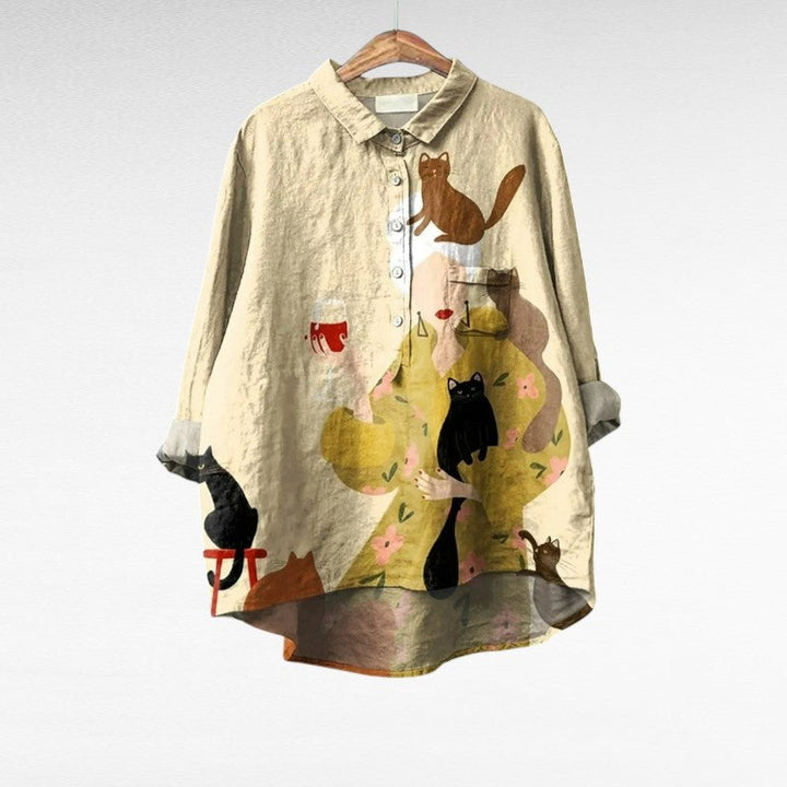 MOREAU LYON | CAT PATTERN SHIRT FOR WOMEN