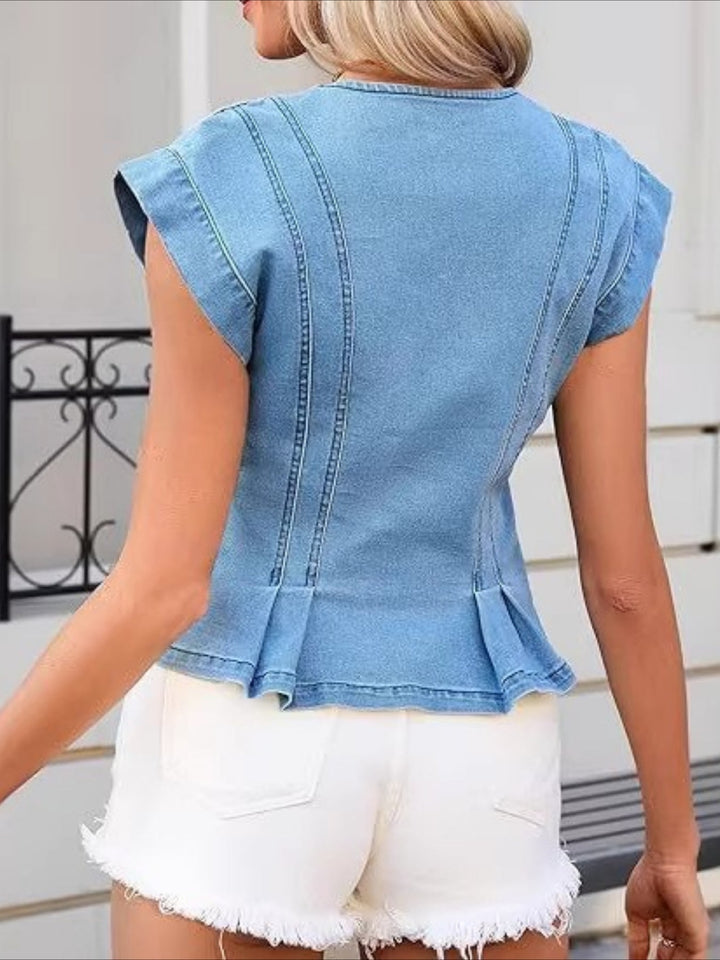 Viera | V-Neck Denim Top | Collection