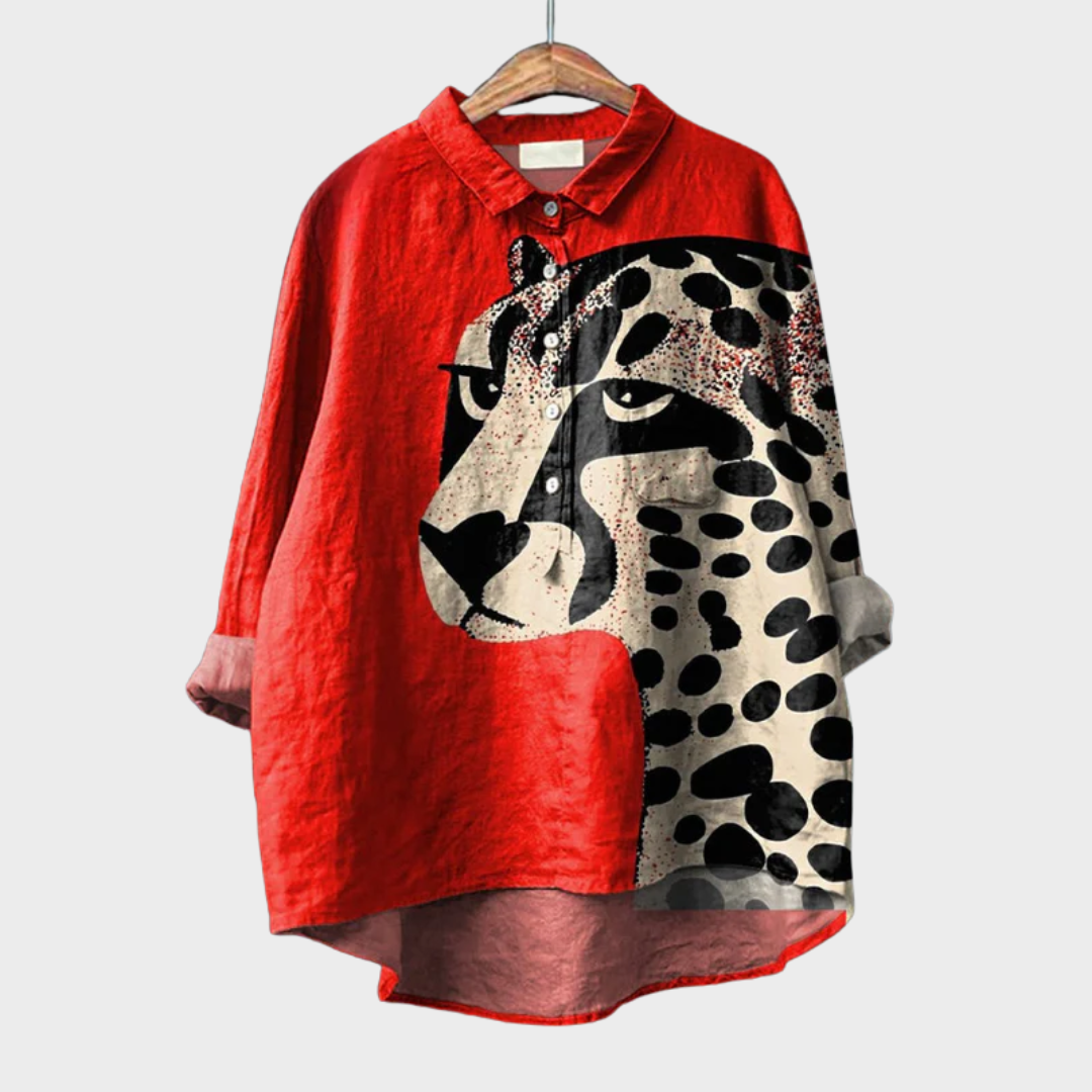 MOREAU LYON | WOMEN'S FELINE PRINT BLOUSE