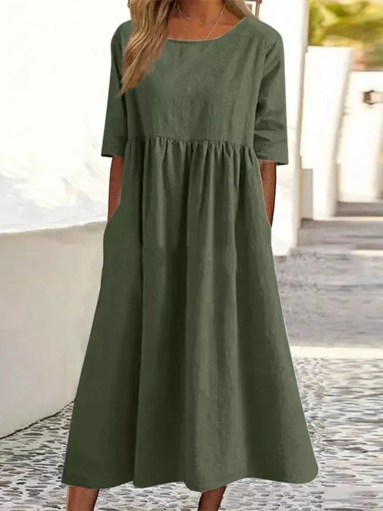 Elegant Ladies' Dress with Round Neck