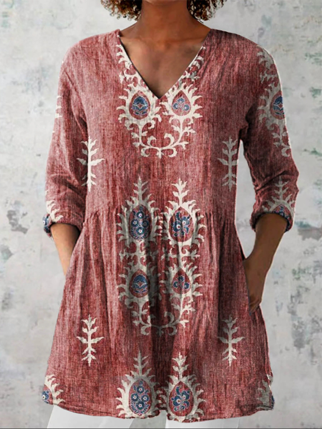 Joan | Long V-Neck Blouse