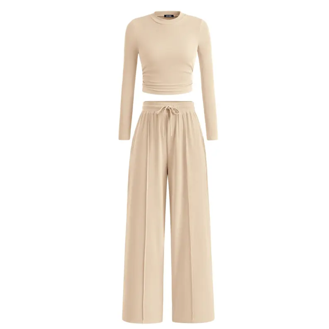 REMI™ – Ribbed Knit Crop & Wide Leg Lounge Set