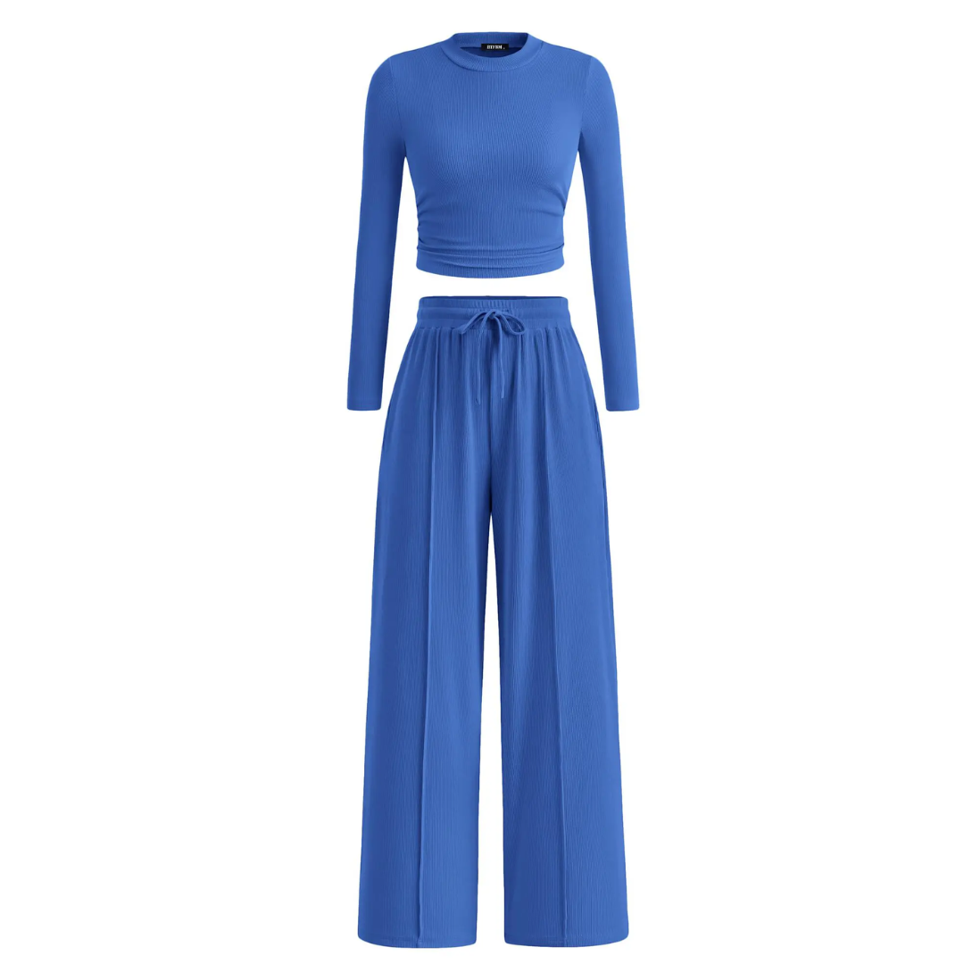 REMI™ – Ribbed Knit Crop & Wide Leg Lounge Set