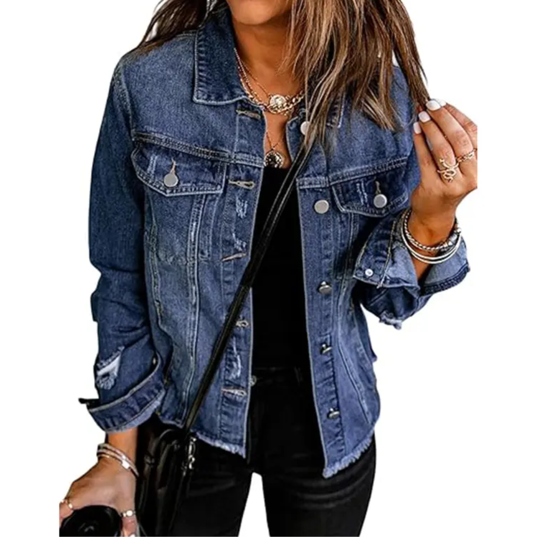 Brenda | Classic Distressed Denim Jacket