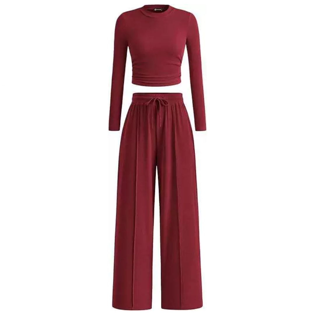 REMI™ – Ribbed Knit Crop & Wide Leg Lounge Set