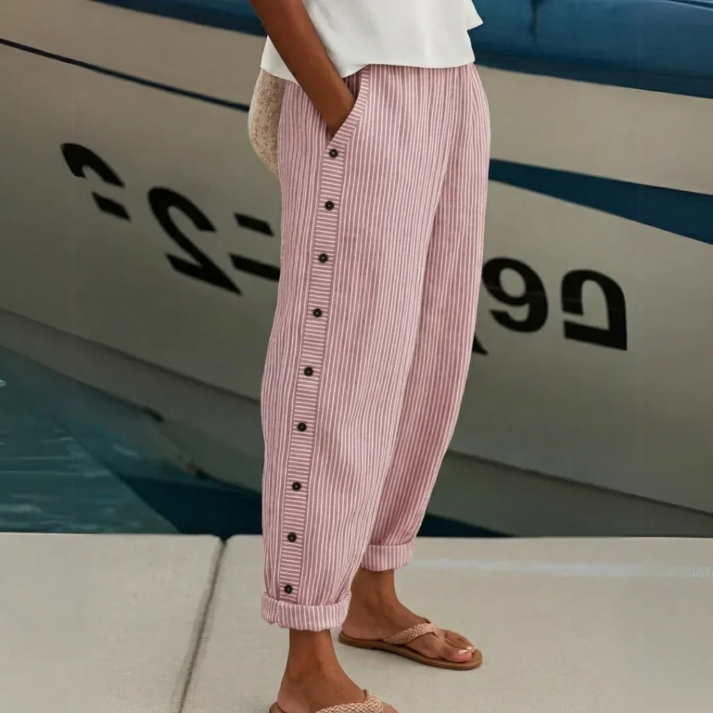 Margaret | Stylish Striped Button Trouser