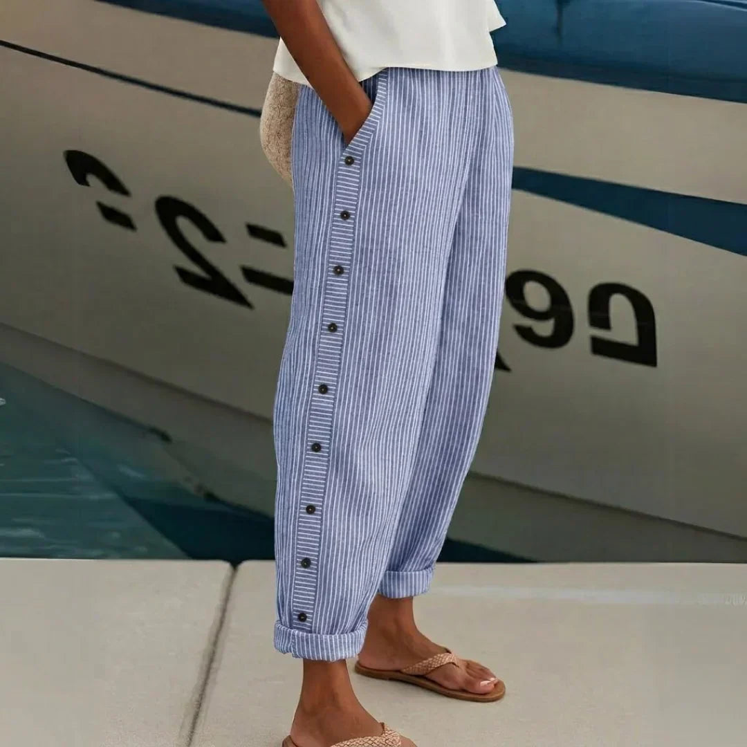 Margaret | Stylish Striped Button Trouser