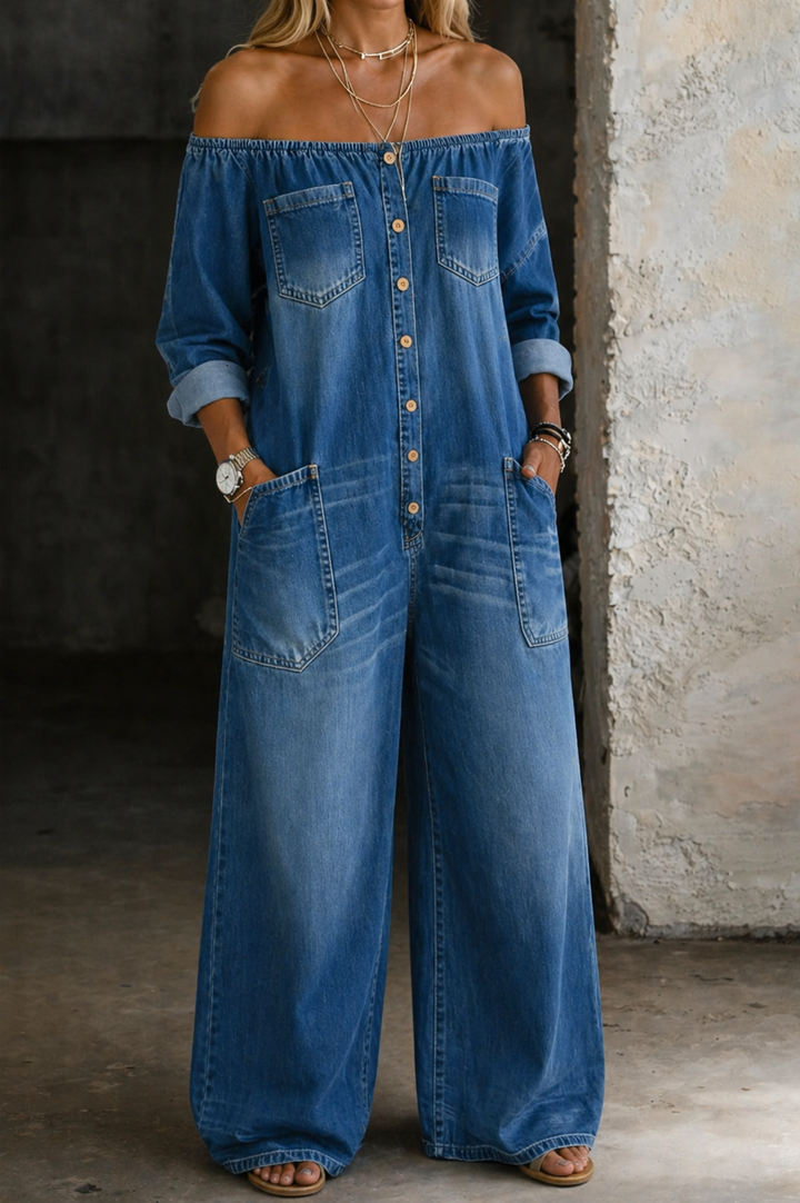 Elena | Off Shoulder Long Sleeve Jumpsuit | Collection