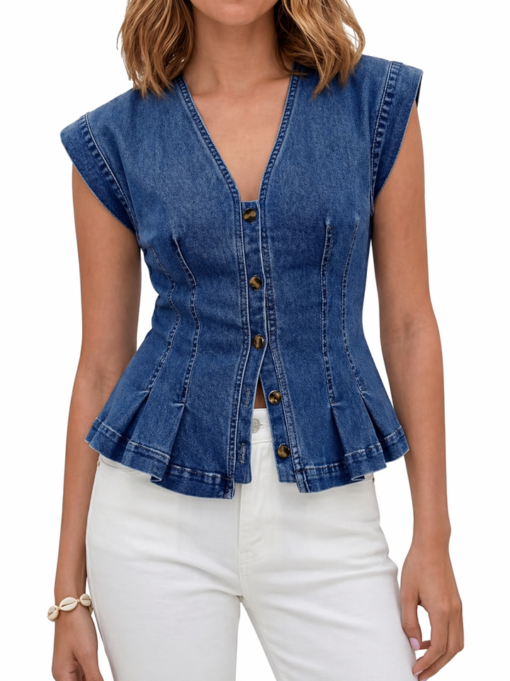 Viera | V-Neck Denim Top | Collection