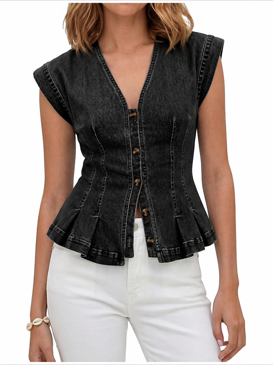 Viera | V-Neck Denim Top | Collection