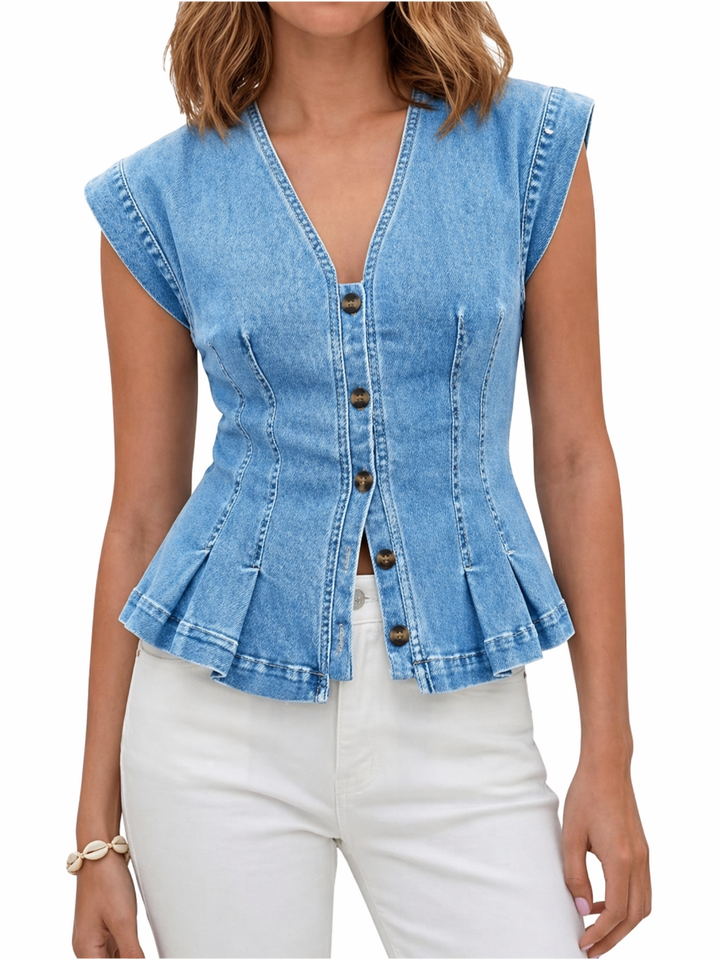 Viera | V-Neck Denim Top | Collection